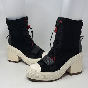 Converse 568814C Womens 10 Black Suede Platform High Heel Utility Boots